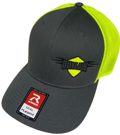 Outlaw Truck and Tractor Pulling Association Charcoal Gray Yellow Mesh Flex Fit Hat