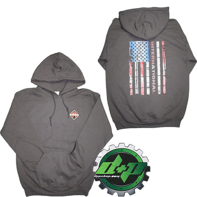 International Sweatshirt Sweat Shirt Hoodie Truck Diesel American Flag