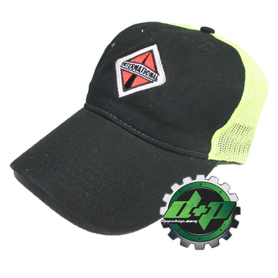 International trucker Black w/ yellow mesh hat ball cap truck diesel gear INT