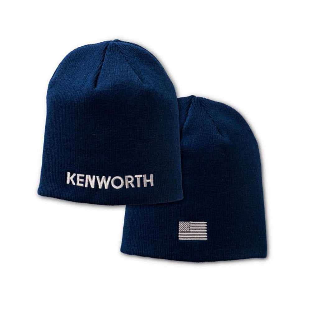 Kenworth KW Beanie With USA Flag Stitch navy blue with silver letters