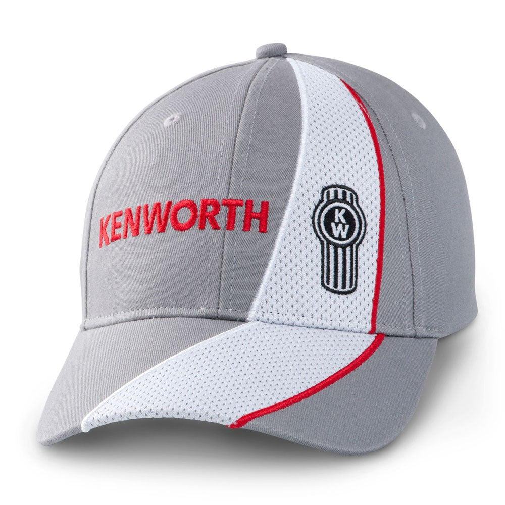 Kenworth Motors Trucks Red, White & Gray Side Stripe Mesh Cap / Hat