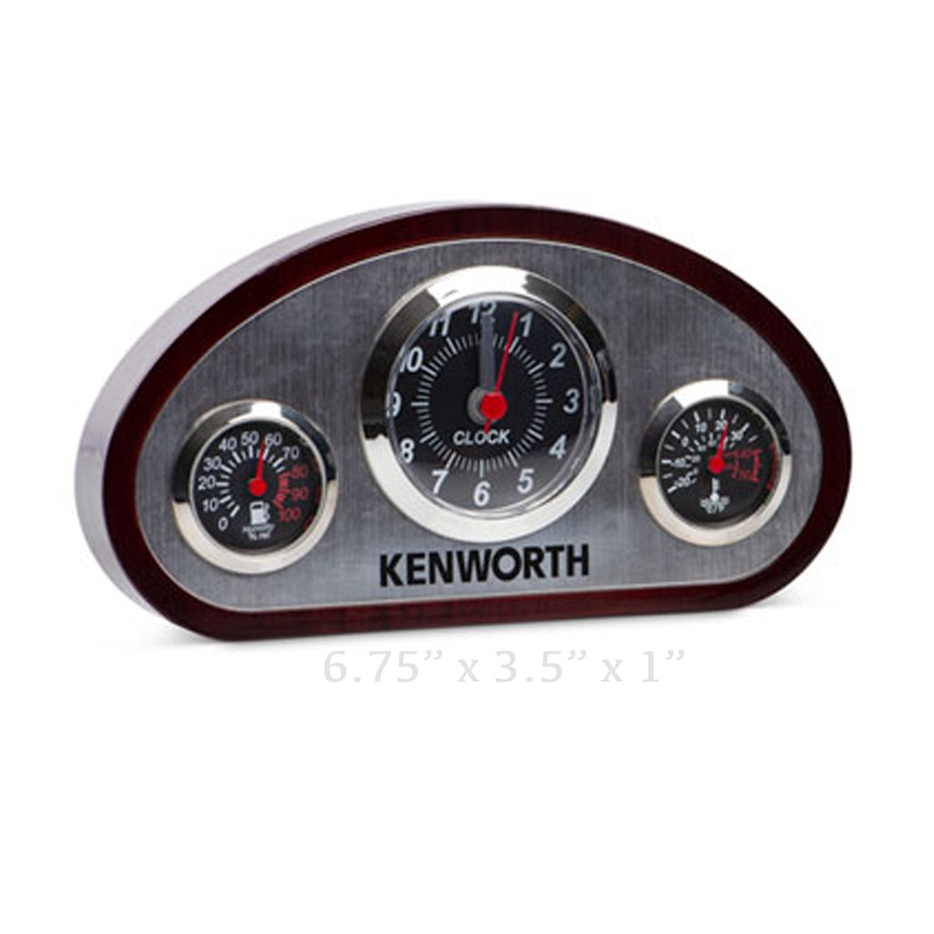 Kenworth Wood and Silver Dashboard CLOCK With THERMOMETER truck chrome rosewood