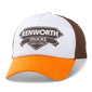 KW Kenworth Nutmeg and Orange Foam-Crown Structured Hat adj. closure New