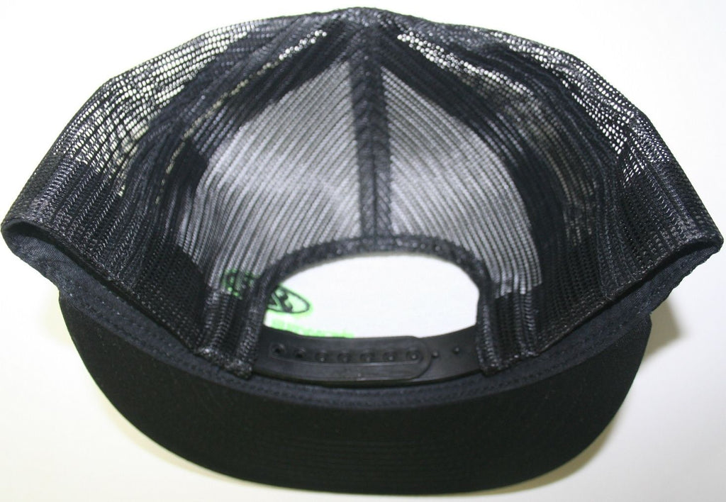 lime green embroidered black ford powerstroke trucker Flat bill ball cap hat snap back mesh diesel truck gear