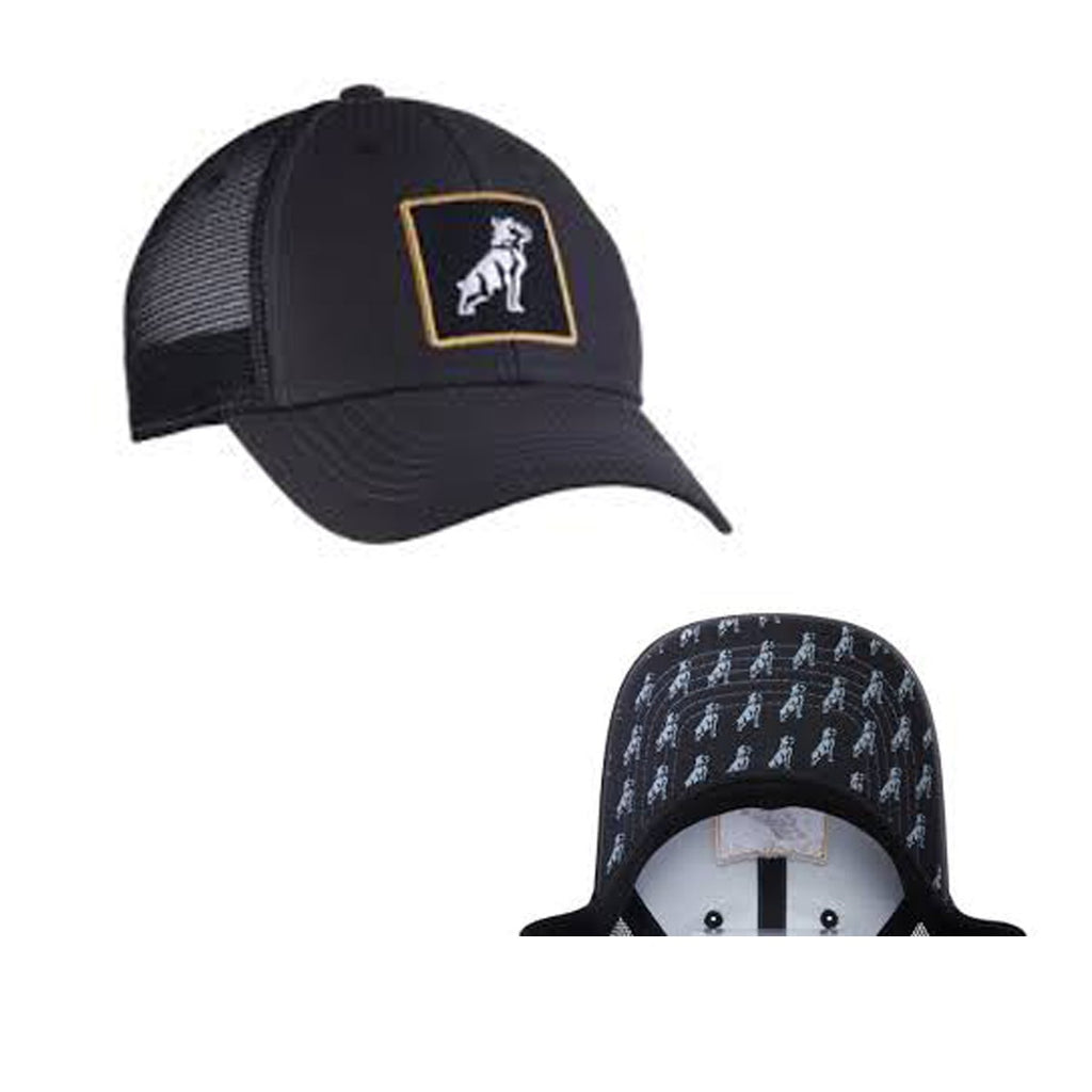 Mack Trucks Black Bulldog Logo Pattern Patch Cap w/Black mesh Back Hat