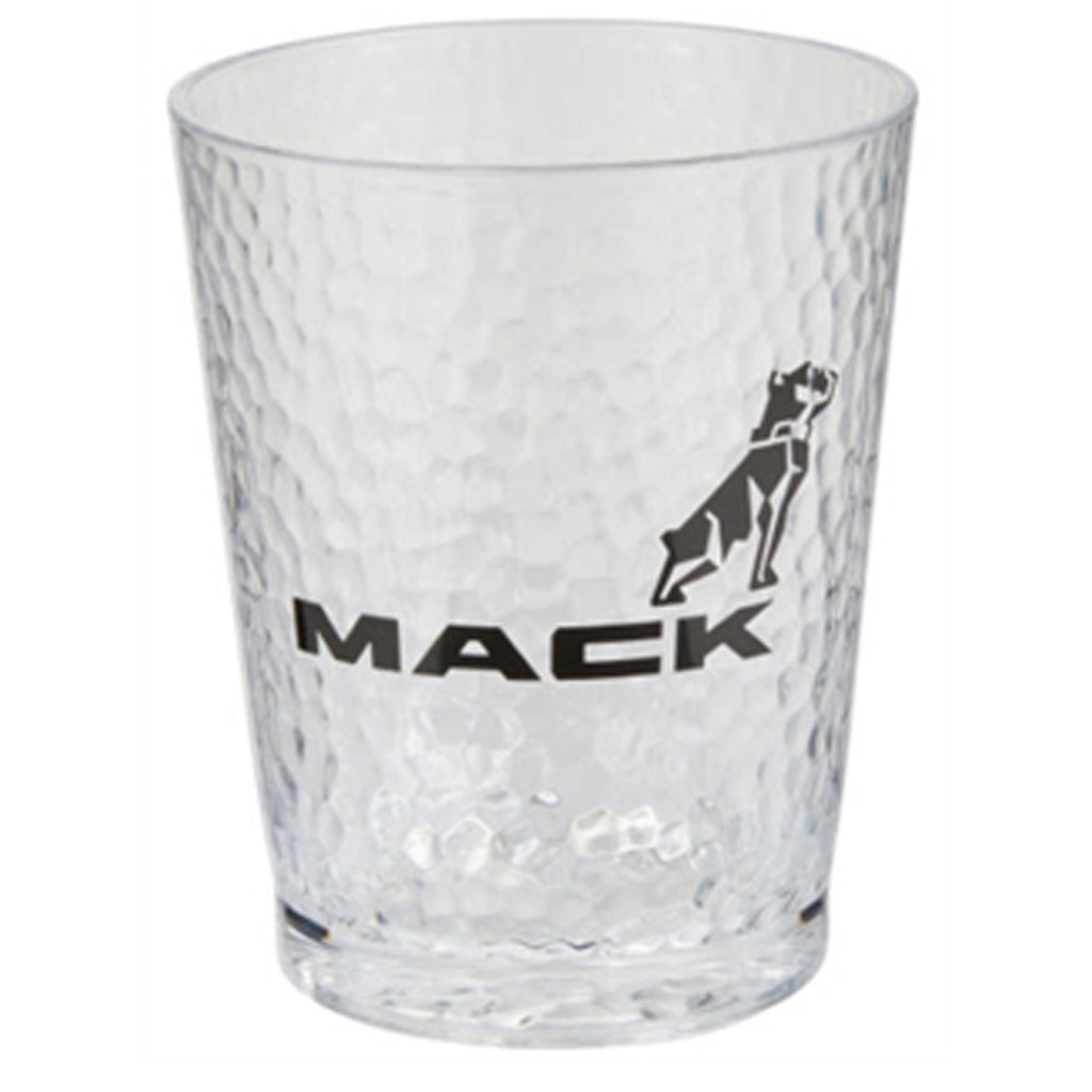 Mack trucks Bulldog Short Clear Hammered Plastic Tumbler cup mug  16oz