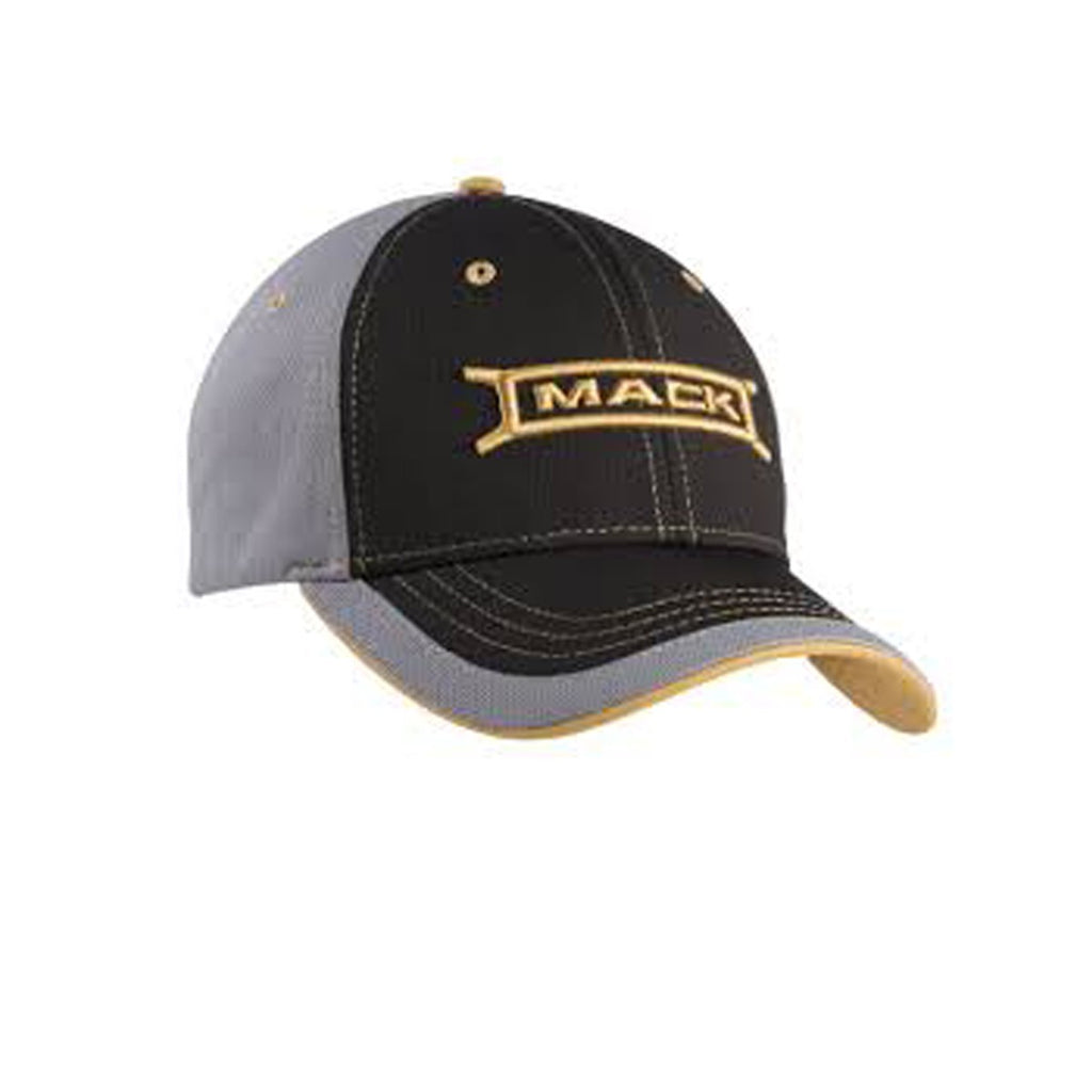 Mack Trucks Hat Black Grey & Gold Embroidered Bridge Cap