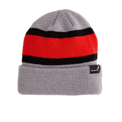Mack Trucks Ski Hat Grey w/Red Stripe Knit Beanie Cap
