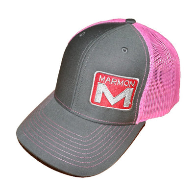 Marmon Trucks Cap Charcoal Gray / Pink Mesh Snapback Hat w/ side set Logo