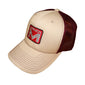 Marmon Trucks Cap Tan / Burgundy Mesh Snapback Hat