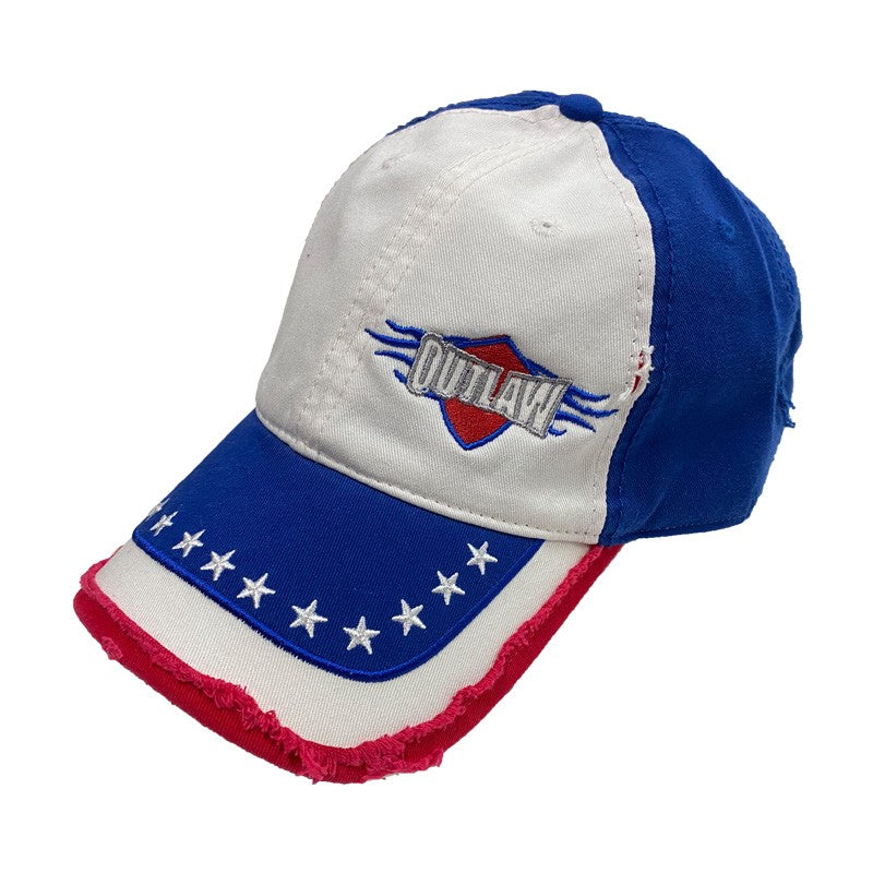 Outlaw Truck and Tractor Pulling Association Frayed Red white & Blue Hats