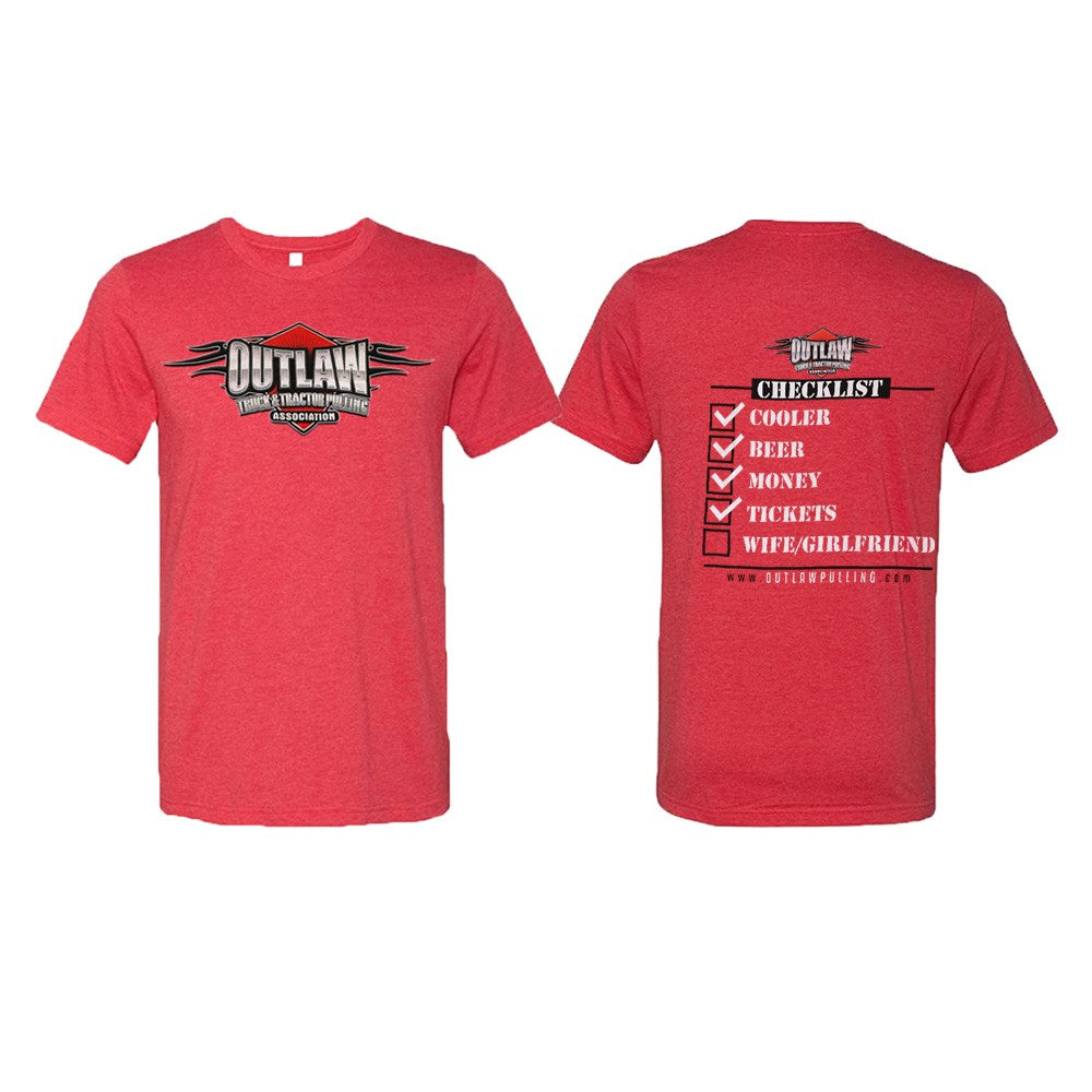 Outlaw Truck & Tractor Pulling Assoc. Red Heather Checklist T-Shirt