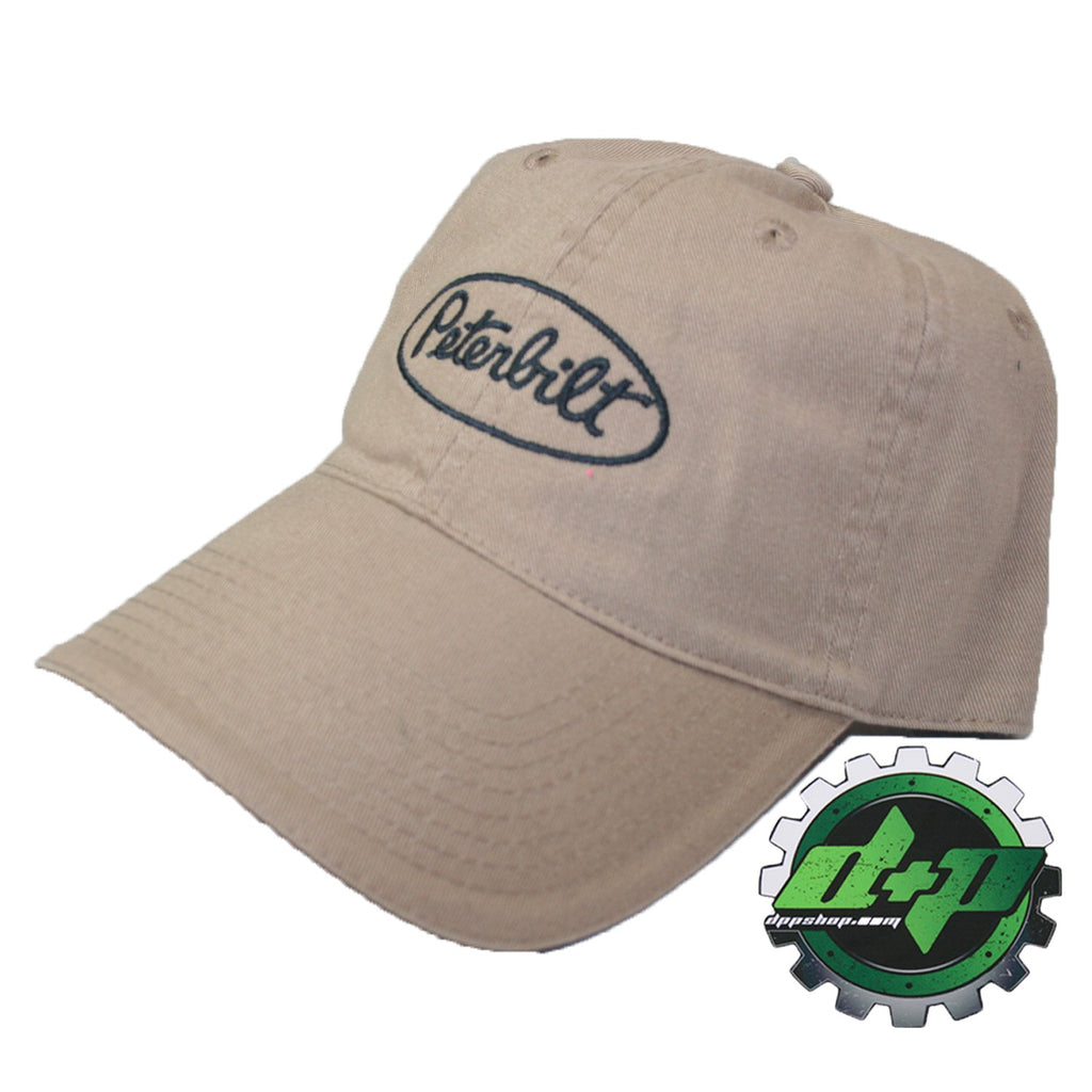 Peterbilt Motors Tan Khaki Reverse Logo Trucker Sandwich Cap / Hat