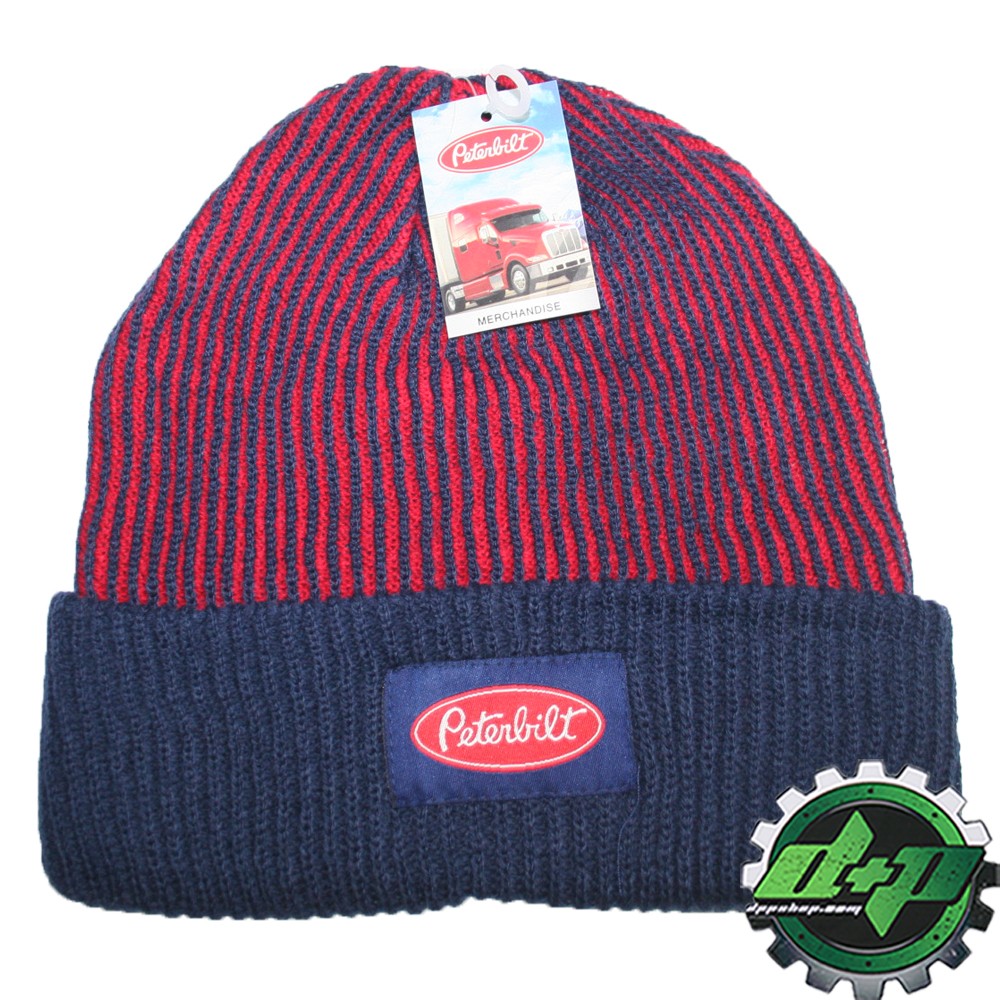 Peterbilt Blue Red Tech Knit Beanie Stocking cap warm hat toboggan ski sled