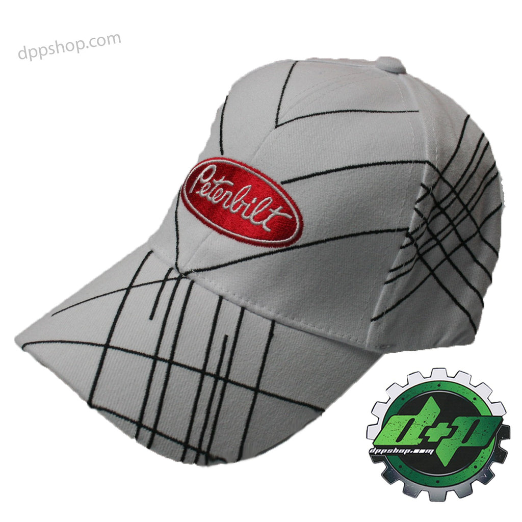 Peterbilt Cap Stretch fitted white black stripe hat s/m lg/xl