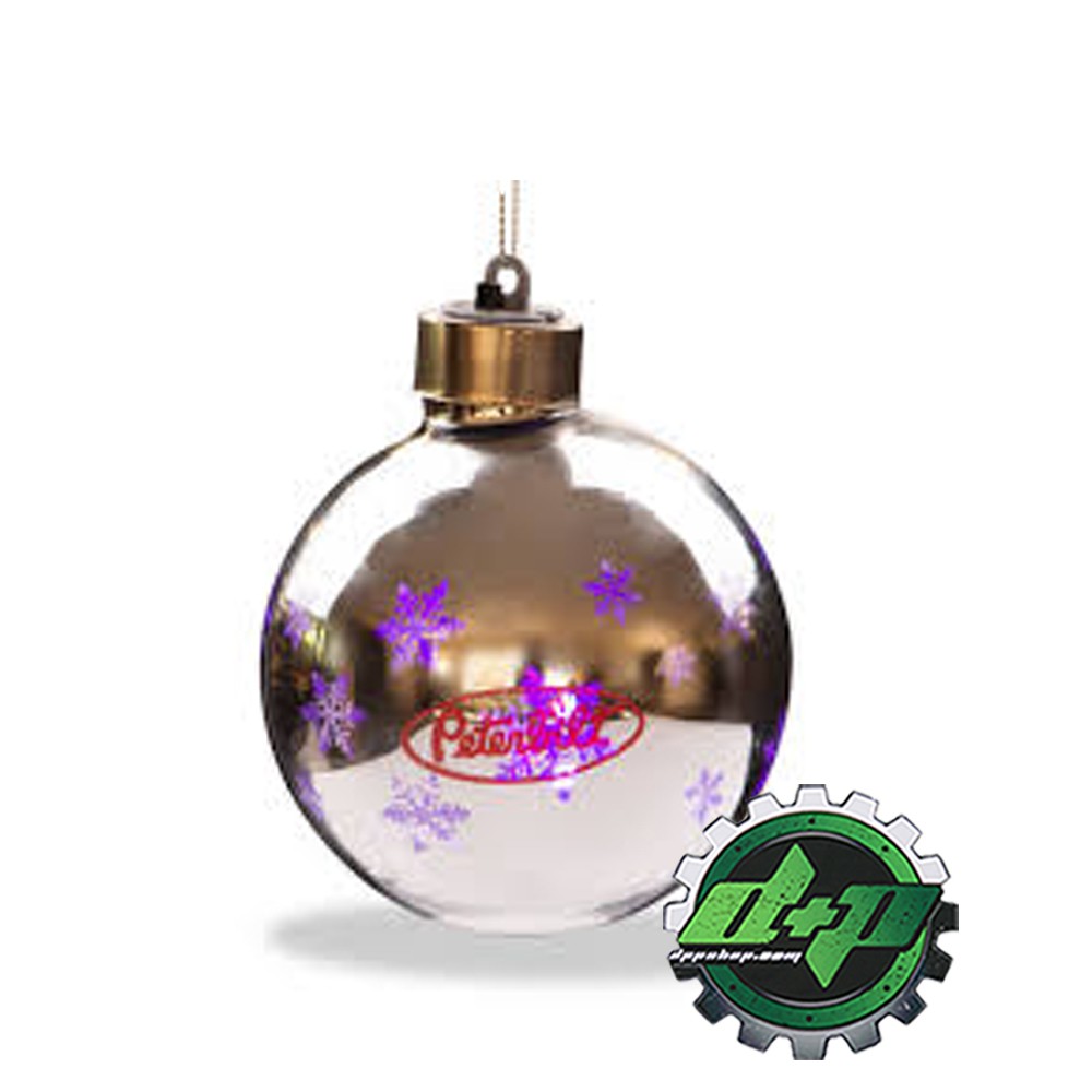 Peterbilt logo LED Lighted glass snowflake Christmas ornament diesel truck gift