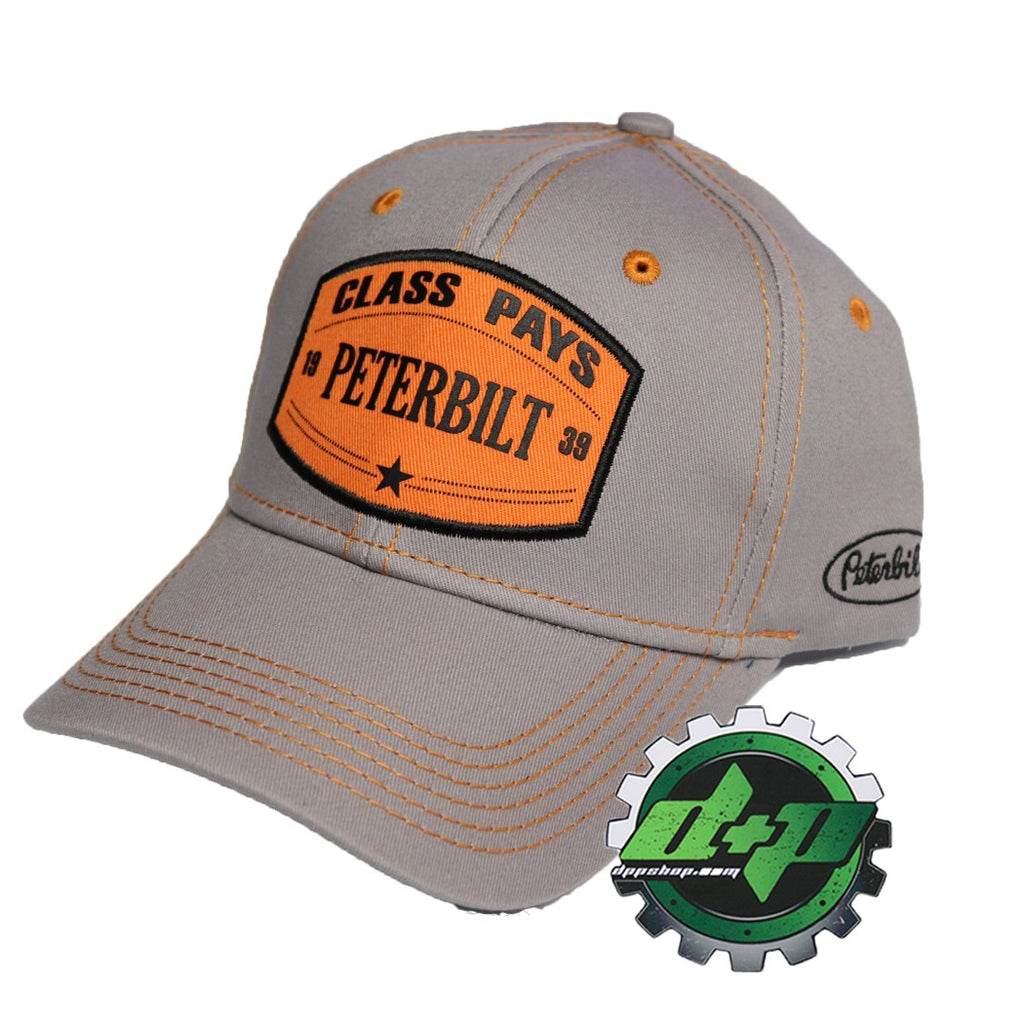 Peterbilt Motors 3D orange patch Class Pays Gray Hat PB trucks cap New
