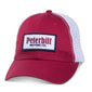 Peterbilt Motors Co. Cap Red Maroon Patch Hat. White mesh Snapback