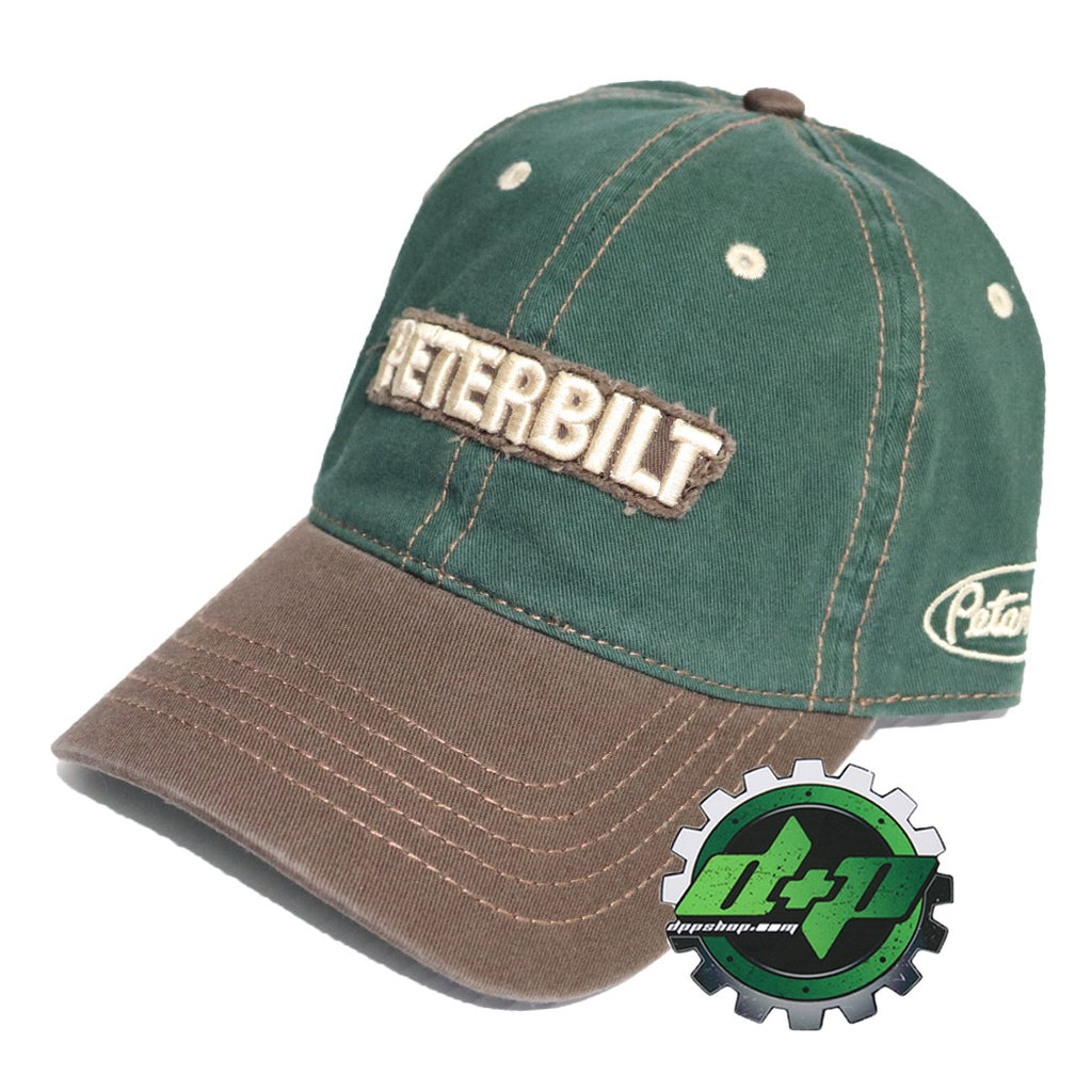 Peterbilt Motors embroidered Block PB frayed Patch Hat Green / Brown Cap new