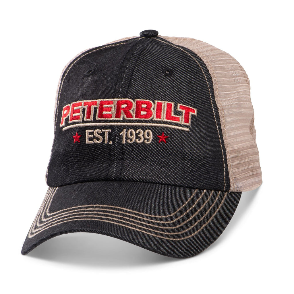 Peterbilt Motors Embroidered Trucker Denim Mesh-Back Unstructured Hat