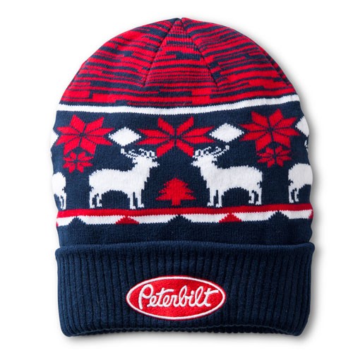 Peterbilt Motors Trucks Red, White & Blue Ugly Sweater Winter Beanie Cap new hat