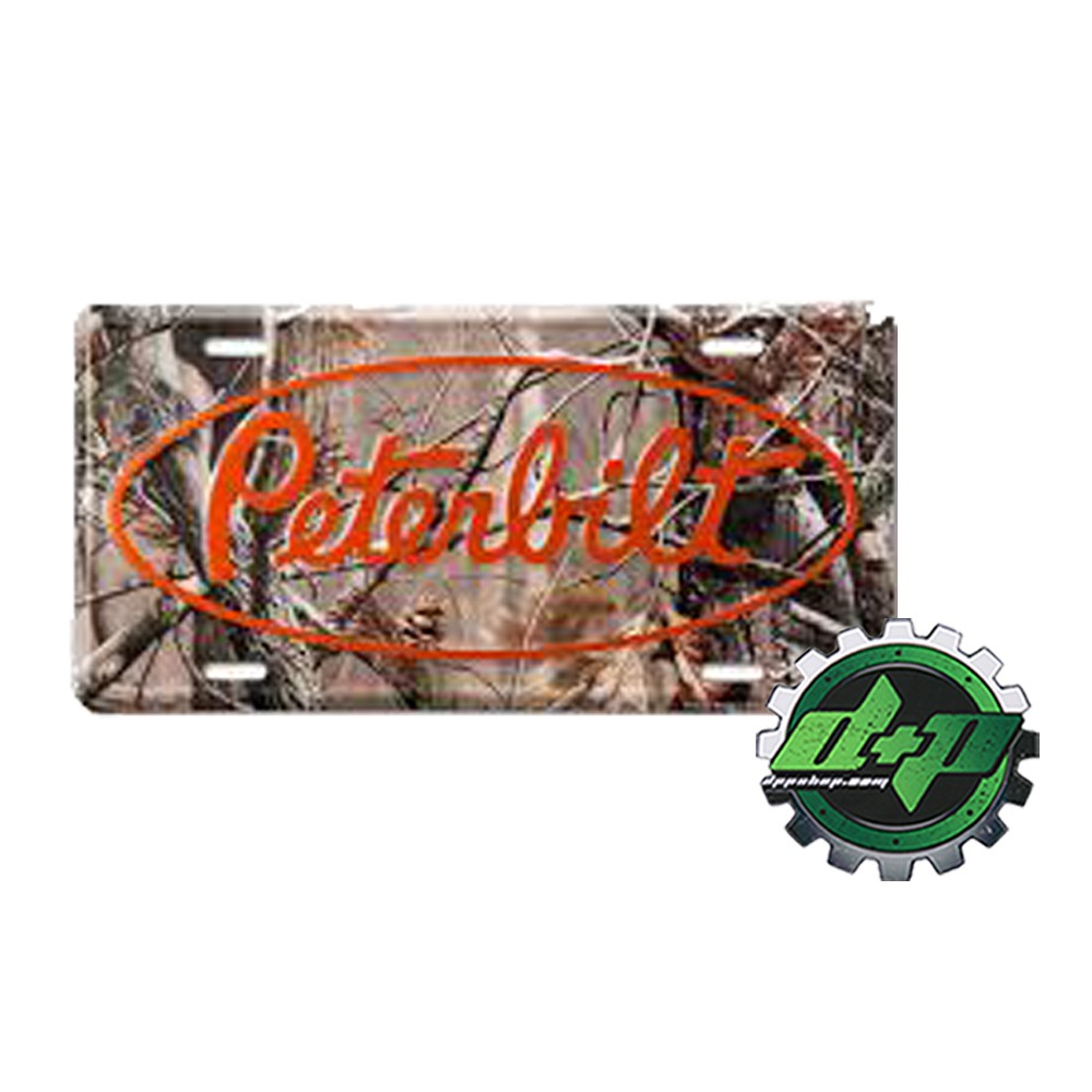 Peterbilt Truck Camouflage Real Tree License plate Orange Logo tag diesel camo