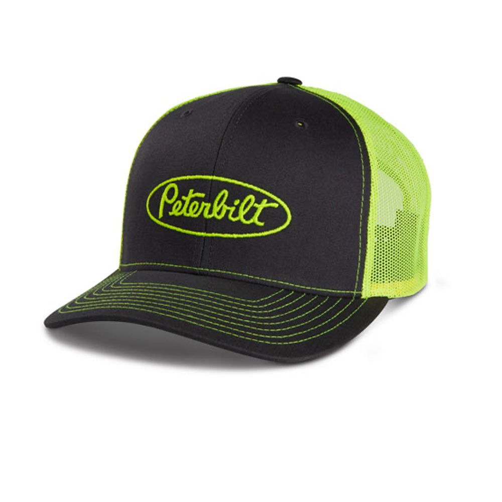 Peterbilt Truck Hat - Charcoal/Neon Safety Yellow Mesh Richardson 112 Cap