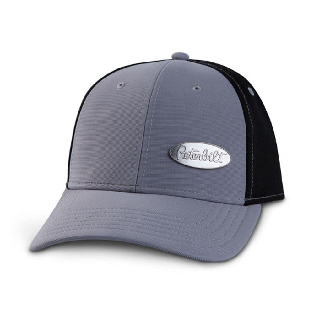 Peterbilt Trucks Hat - PB Grey & Black Metal Emblem Structured Cap