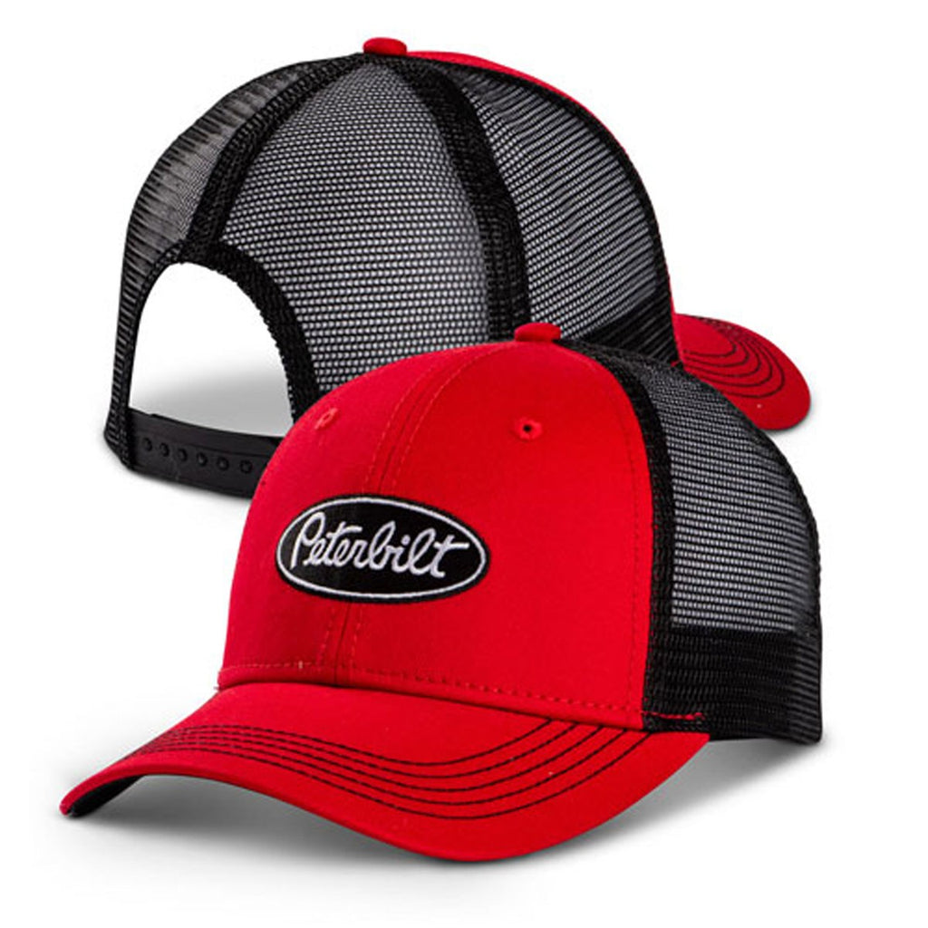 Peterbilt Trucks Motors Black & Red Brimstone Snapback Trucker Mesh Hat/Cap
