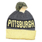 Pittsburg Knit Beanie Steelers Black and Yellow Stocking Cap Pom Winter Hat