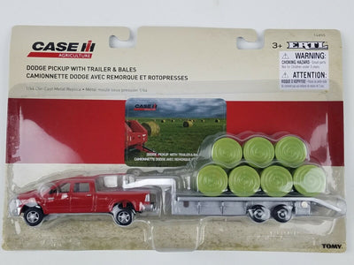 Dodge Ram Pickup Truck W/Gooseneck Trailer & Hay Bales by ERTL 14855 1/64 Scale