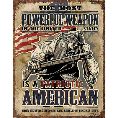 DESPERATE ENTERPRISES THE MOST POWERFUL WEAPON IS A PATRIOTIC AMERICAN 12" X 16" SIGN NEW - 2593