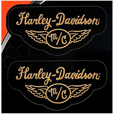 Harley-Davidson M/C 25122 Vintage Winged Motorcycle Gold Scripted Decal Logo