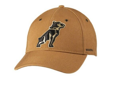 Mack Trucks Tan & Brown Canvas Embroidered Black Bulldog Logo Hat/Cap