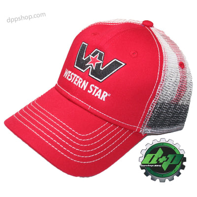 Western Star red white black  mesh summer cap hat
